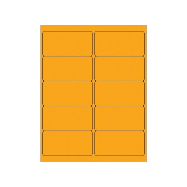 Bsc Preferred 4 x 2'' Fluorescent Orange Rectangle Laser Labels, 1000PK BUY00025253 - main